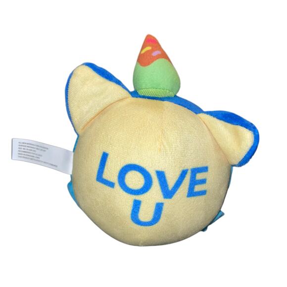 Krew District Funneh Plush Teddy Head Cat Love U Pillow Cushion Stuffed 6" Blue - Picture 2 of 12